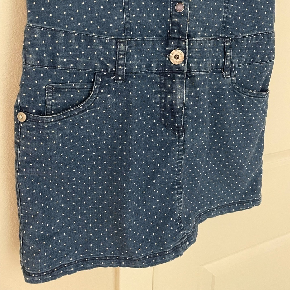 Kids Girls Guess Denim Dress, Cap Sleeve, Snap Up with Dots, Size 14 Jean Dress - Picture 2 of 12